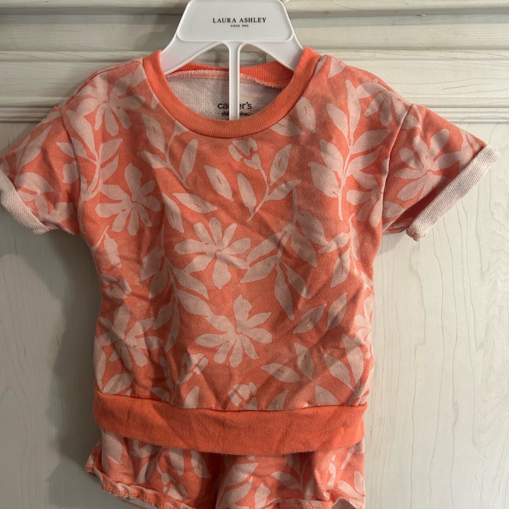 Carter's Orange and White Short Sleeve Matching Set